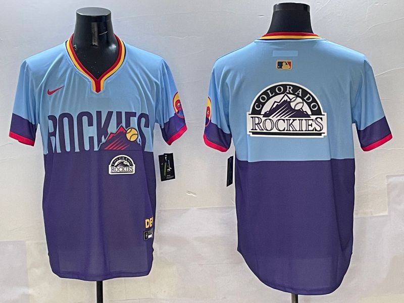 Men Colorado Rockies Blank Purple blue Joint Name 2025 Nike MLB Jersey style 9->colorado rockies->MLB Jersey